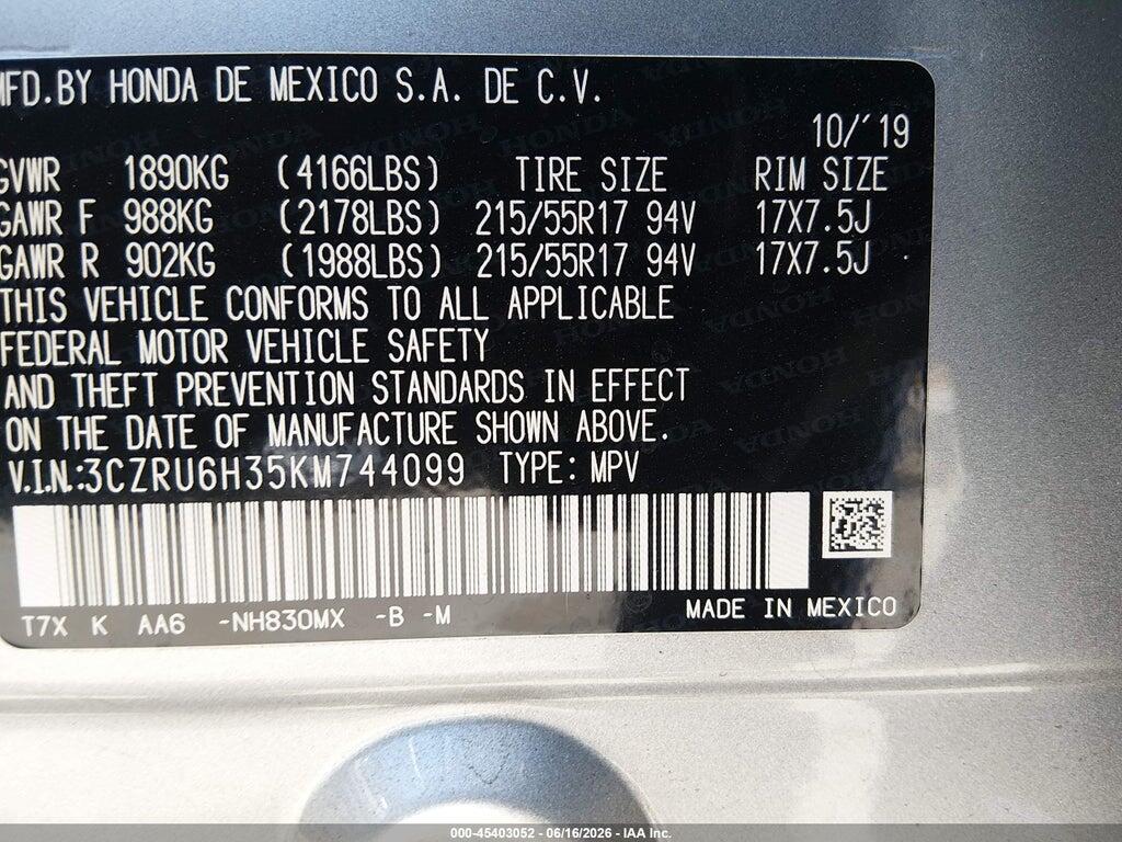 3CZRU6H35KM744099 2019 HONDA HR-V photo no. 9