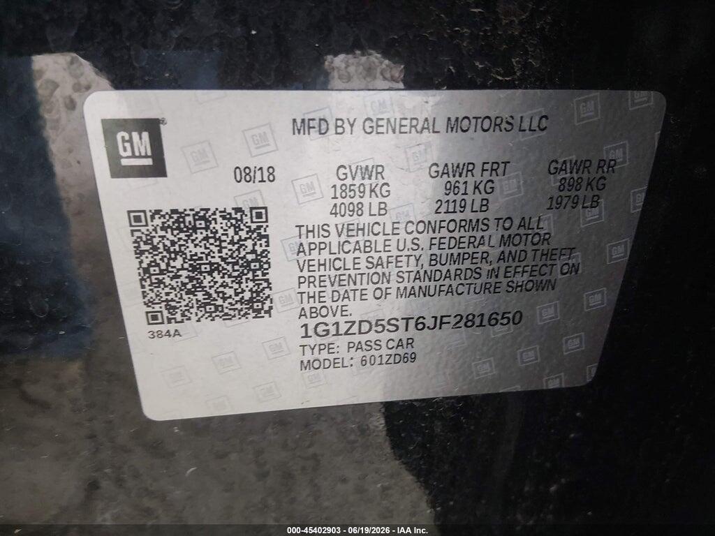 1G1ZD5ST6JF281650 2018 CHEVROLET MALIBU photo no. 9
