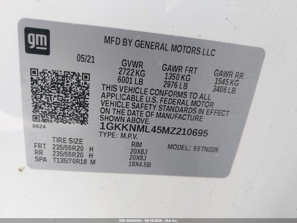 1GKKNML45MZ210695 2021 GMC ACADIA photo no. 9