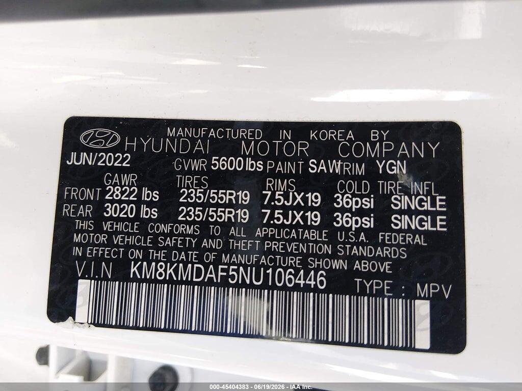 KM8KMDAF5NU106446 2022 HYUNDAI IONIQ 5 photo no. 9