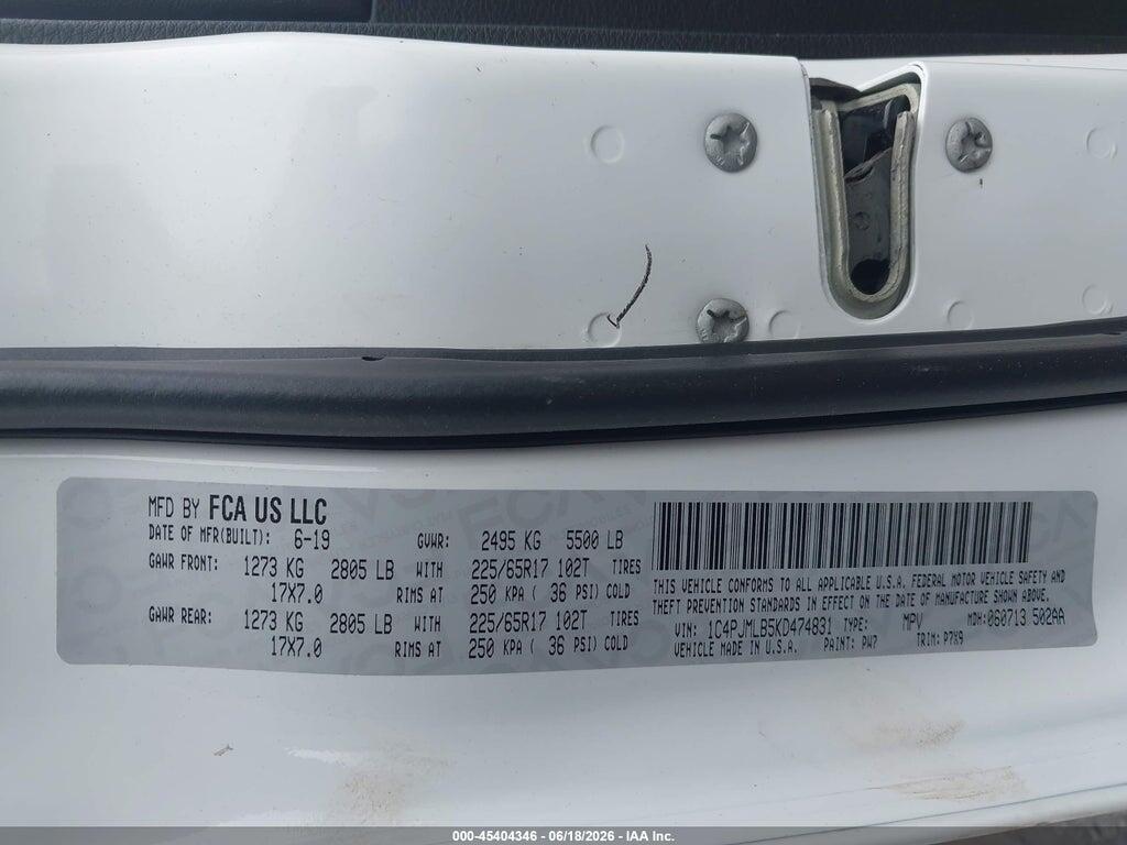 1C4PJMLB5KD474831 2019 JEEP CHEROKEE photo no. 9