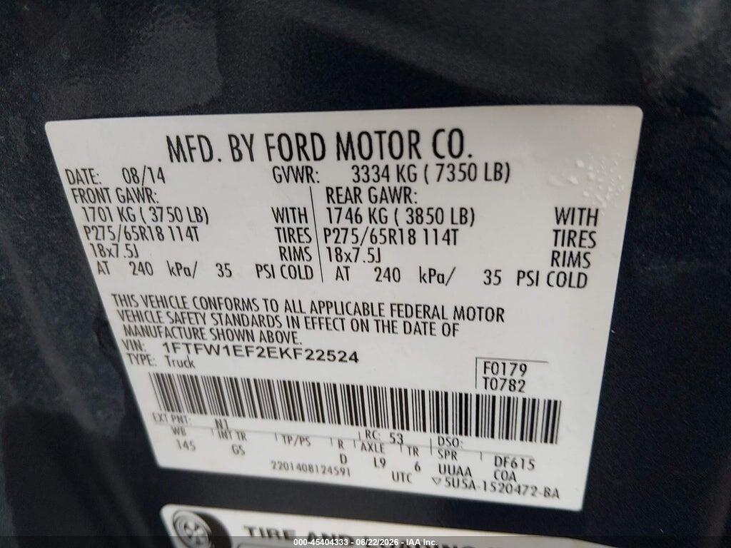 1FTFW1EF2EKF22524 2014 FORD F-150 photo no. 9
