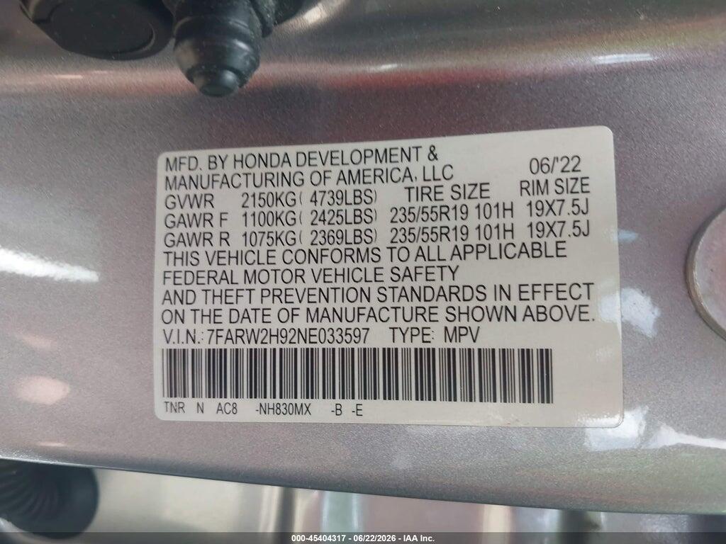 7FARW2H92NE033597 2022 HONDA CR-V photo no. 9