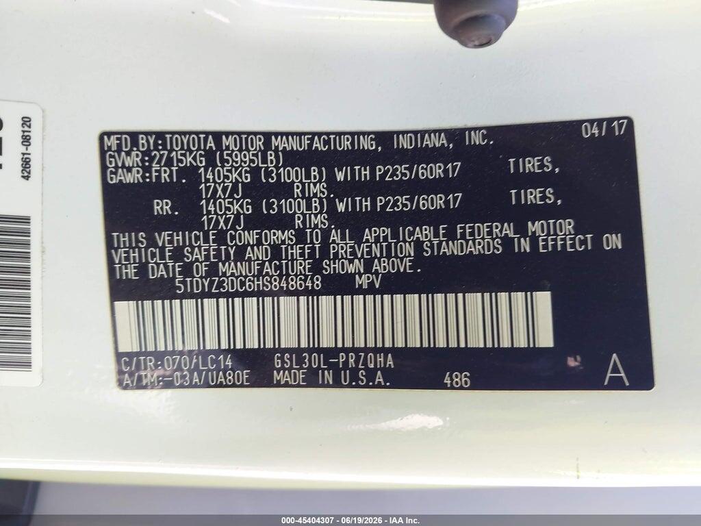 5TDYZ3DC6HS848648 2017 TOYOTA SIENNA photo no. 9