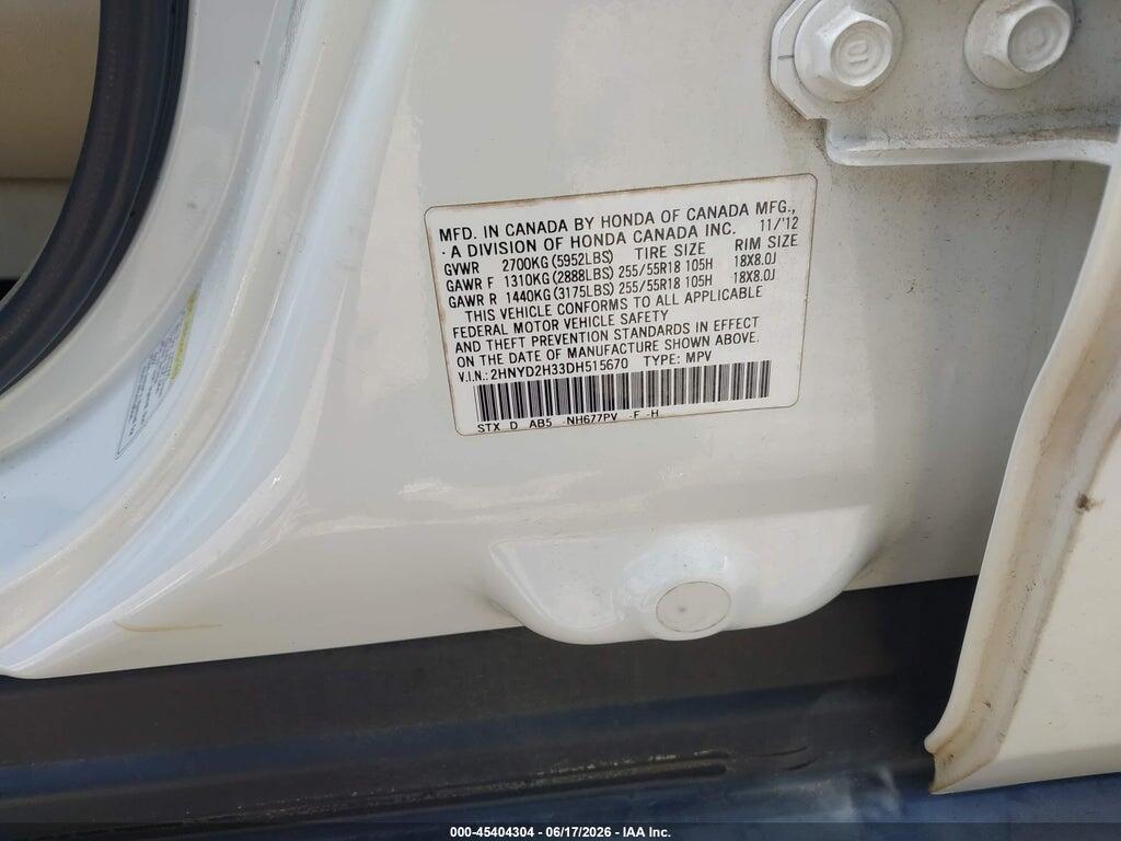 2HNYD2H33DH515670 2013 ACURA MDX photo no. 9