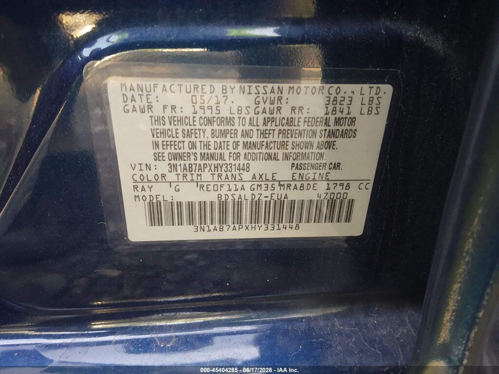 3N1AB7APXHY331448 2017 NISSAN SENTRA photo no. 9