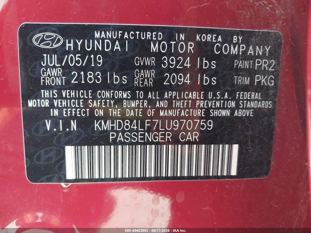 KMHD84LF7LU970759 2020 HYUNDAI ELANTRA photo no. 9