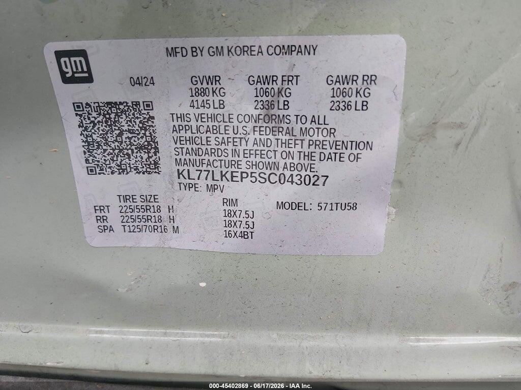 KL77LKEP5SC043027 2025 CHEVROLET TRAX photo no. 9