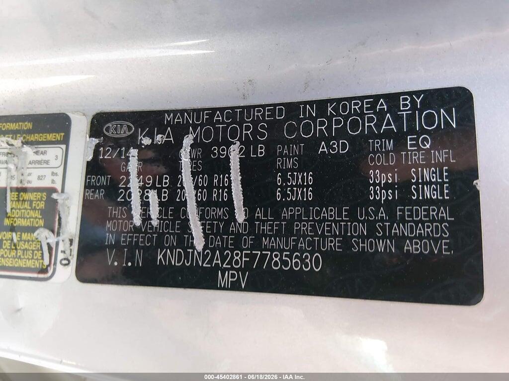 KNDJN2A28F7785630 2015 KIA SOUL photo no. 9