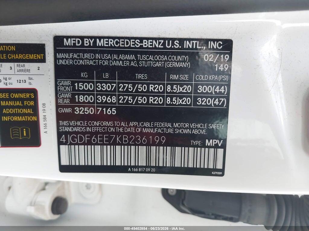 4JGDF6EE7KB236199 2019 MERCEDES-BENZ GLS 450 photo no. 9