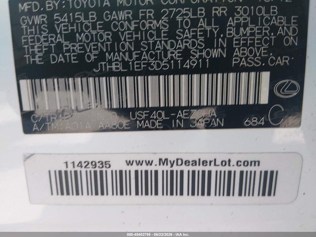 JTHBL1EF3D5114911 2013 LEXUS LS 460 photo no. 9