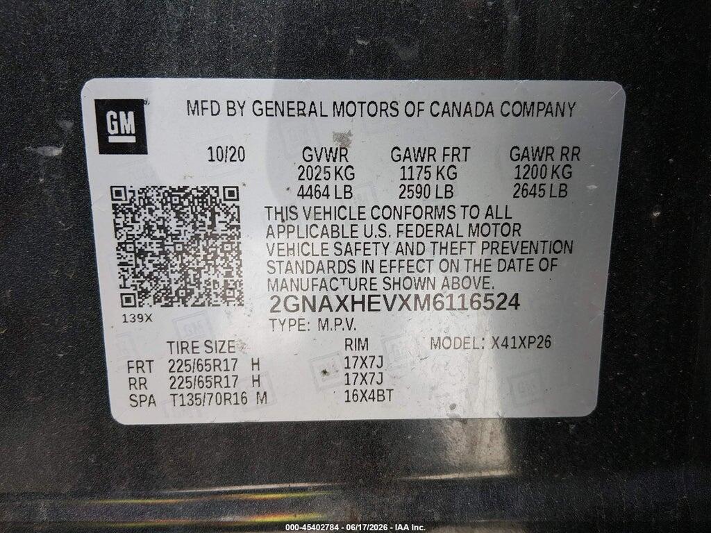 2GNAXHEVXM6116524 2021 CHEVROLET EQUINOX photo no. 9