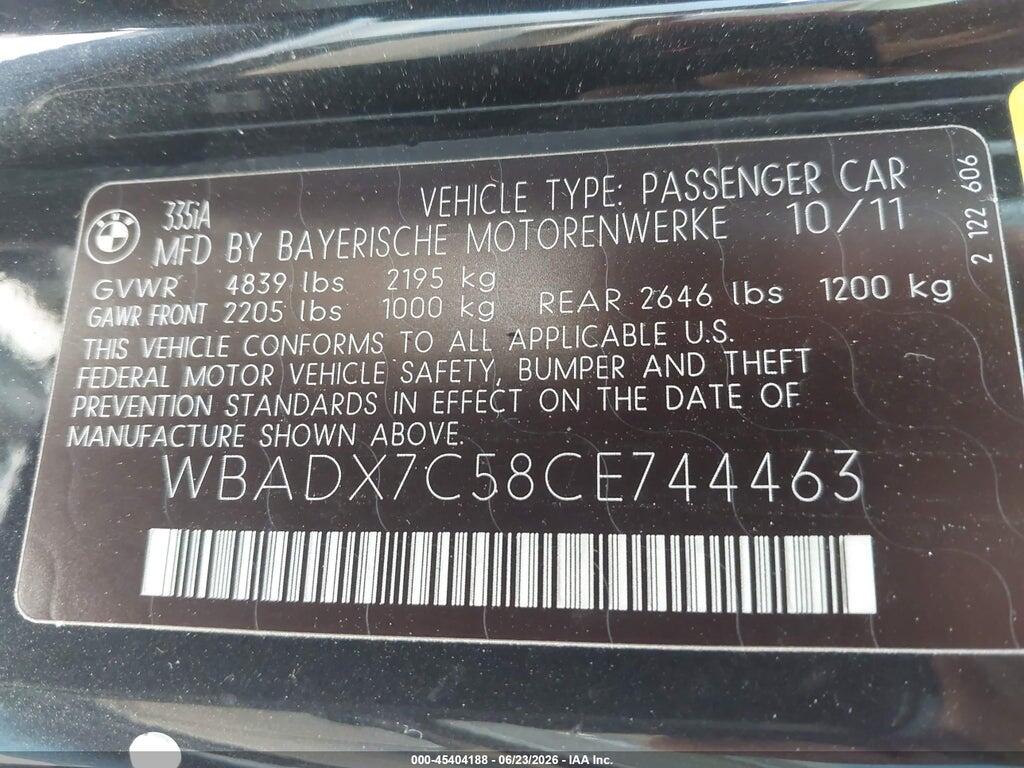 WBADX7C58CE744463 2012 BMW 335I photo no. 9