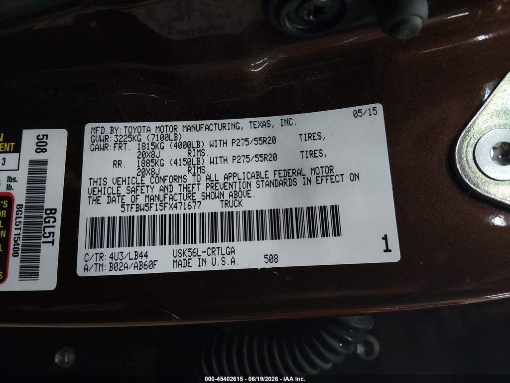 5TFBW5F15FX471677 2015 TOYOTA TUNDRA photo no. 9