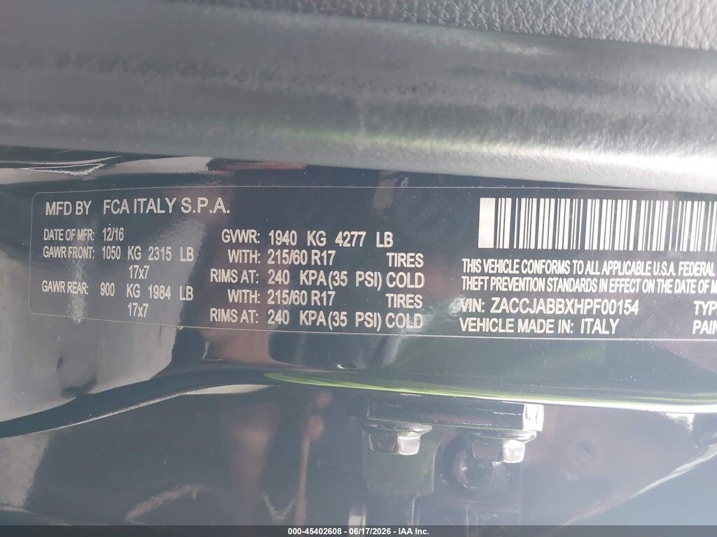 ZACCJABBXHPF00154 2017 JEEP RENEGADE photo no. 9