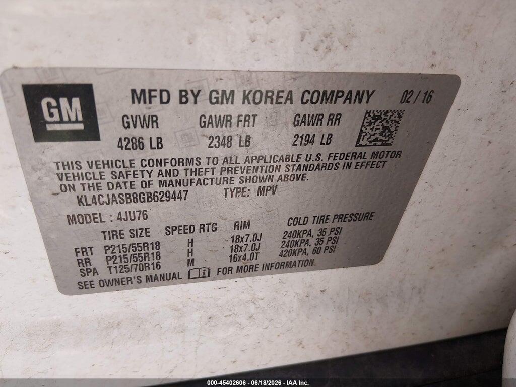 KL4CJASB8GB629447 2016 BUICK ENCORE photo no. 9