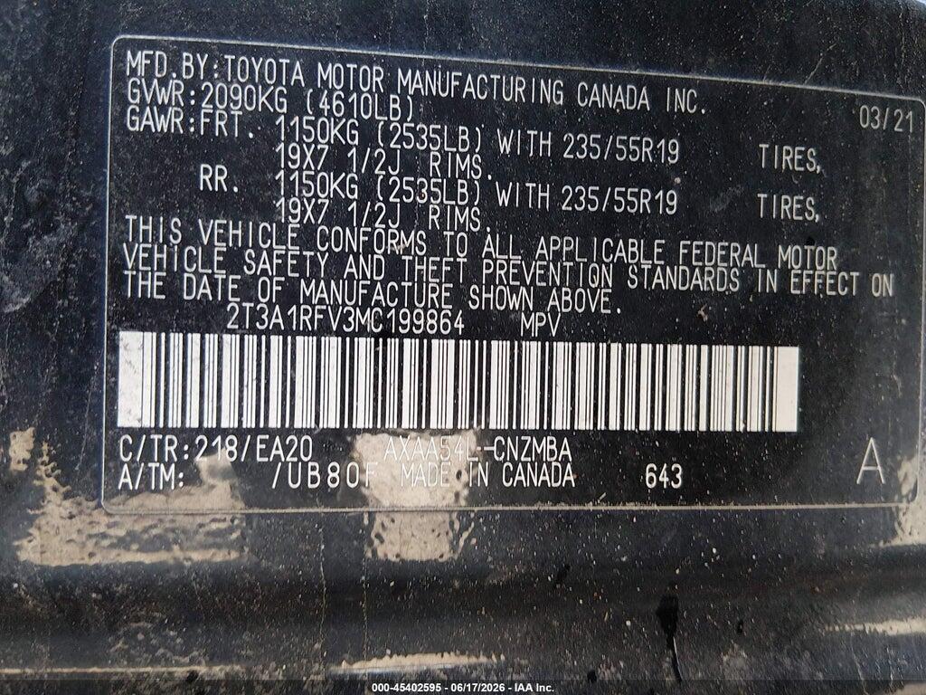 2T3A1RFV3MC199864 2021 TOYOTA RAV4 photo no. 9