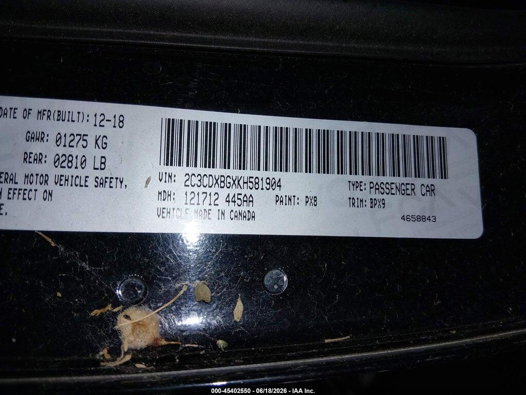 2C3CDXBGXKH581904 2019 DODGE CHARGER photo no. 9