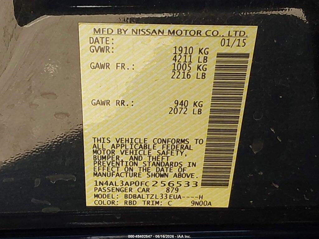 1N4AL3AP0FC256533 2015 NISSAN ALTIMA photo no. 9