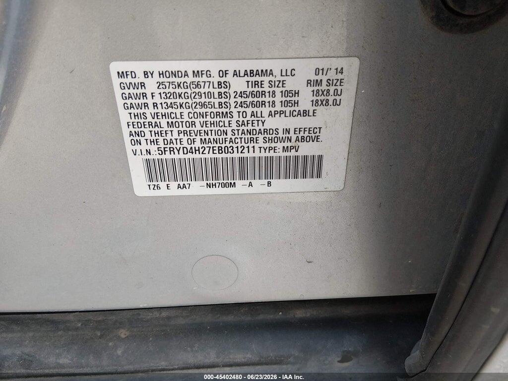 5FRYD4H27EB031211 2014 ACURA MDX photo no. 9