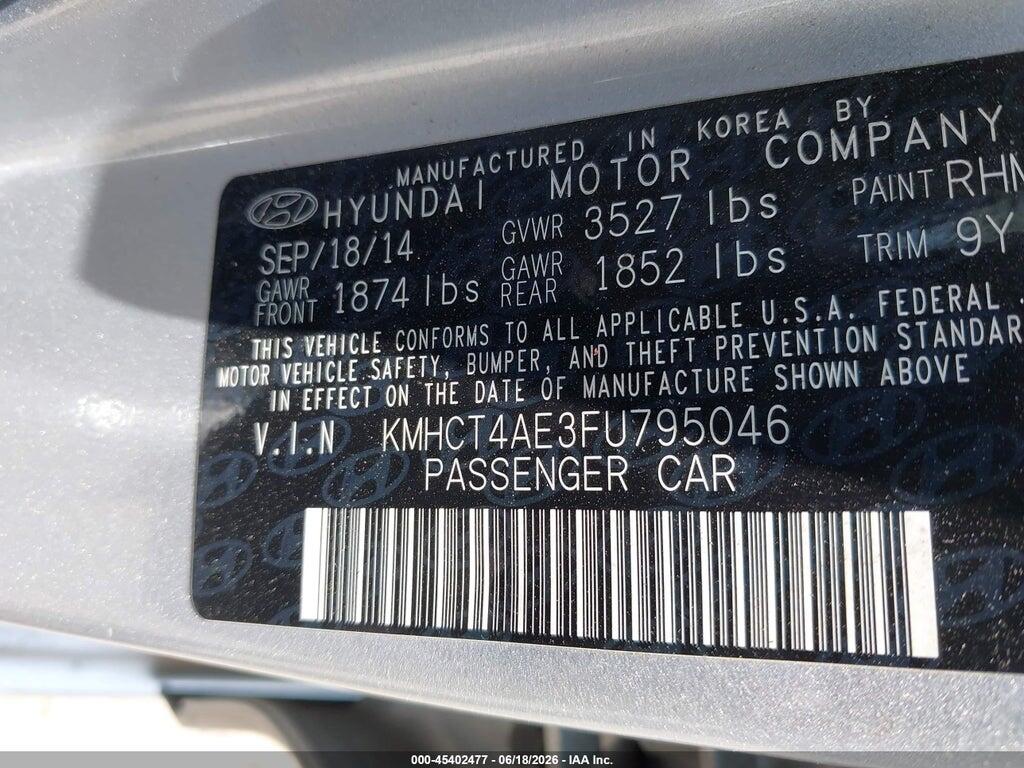 KMHCT4AE3FU795046 2015 HYUNDAI ACCENT photo no. 9