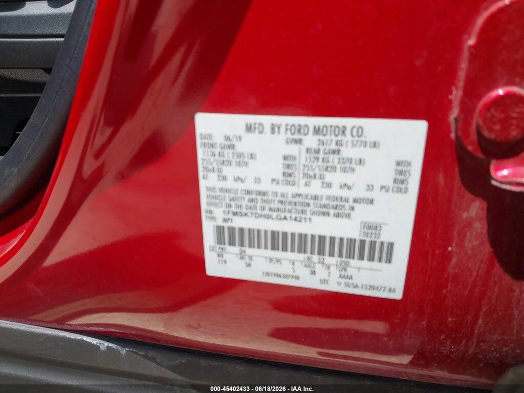 1FMSK7DH0LGA14211 2020 FORD EXPLORER photo no. 9