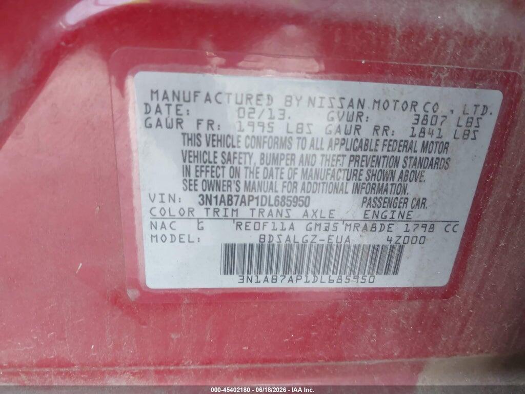 3N1AB7AP1DL685950 2013 NISSAN SENTRA photo no. 9