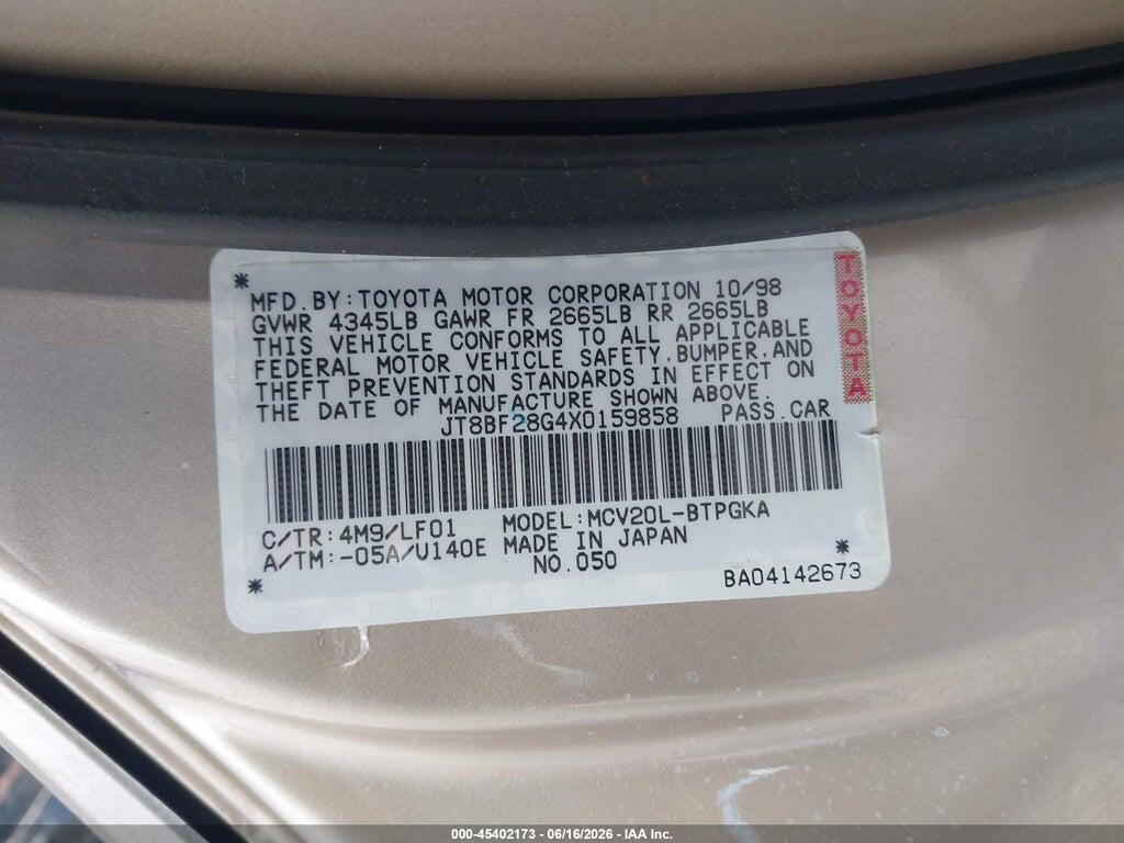 JT8BF28G4X0159858 1999 LEXUS ES 300 photo no. 9