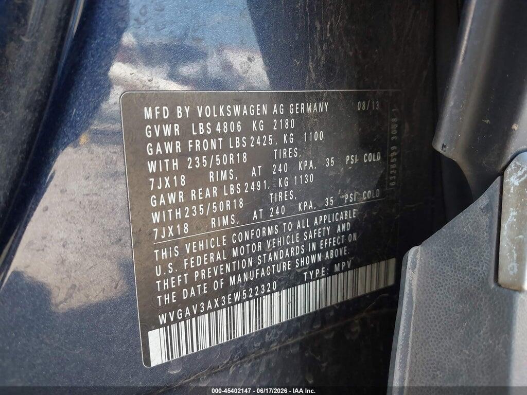WVGAV3AX3EW522320 2014 VOLKSWAGEN TIGUAN photo no. 9