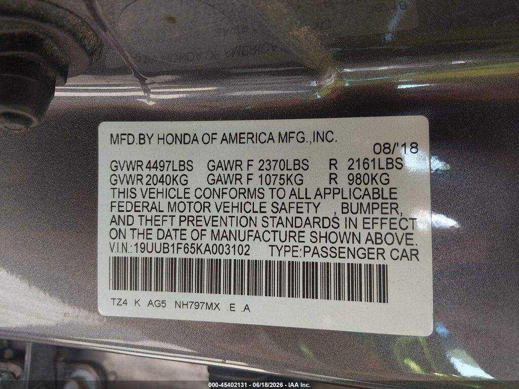 19UUB1F65KA003102 2019 ACURA TLX photo no. 9