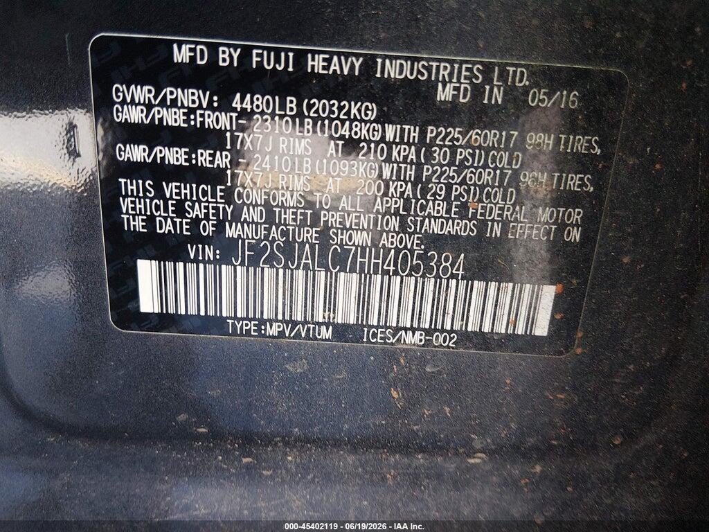 JF2SJALC7HH405384 2017 SUBARU FORESTER photo no. 9