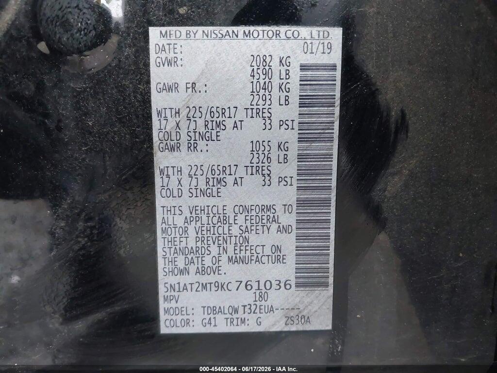 5N1AT2MT9KC761036 2019 NISSAN ROGUE photo no. 9