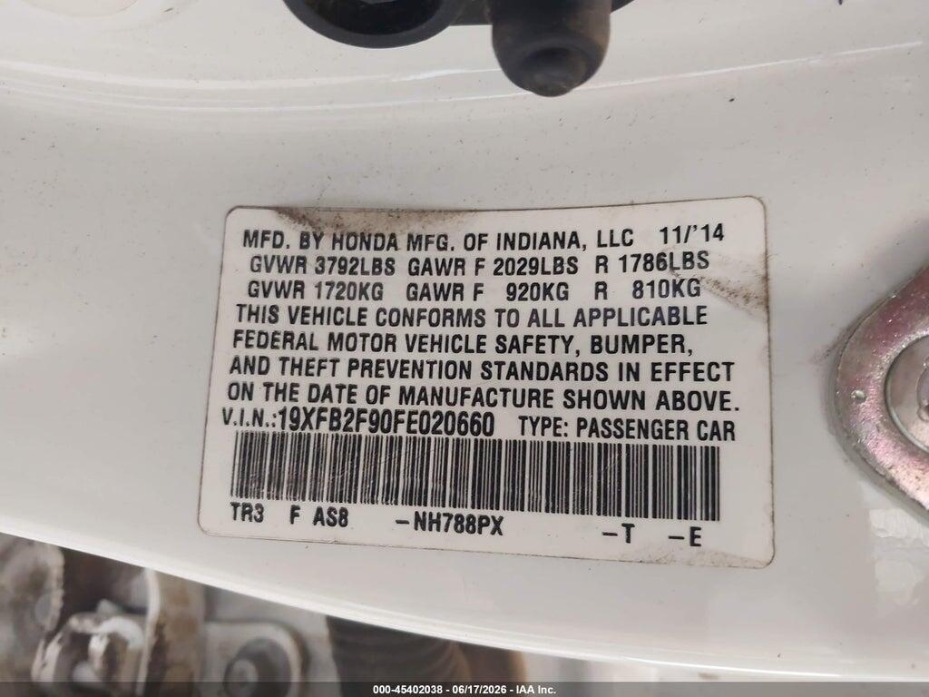 19XFB2F90FE020660 2015 HONDA CIVIC photo no. 9
