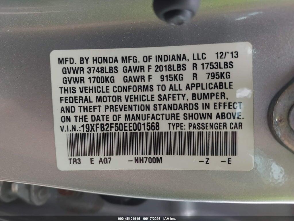 19XFB2F50EE001568 2014 HONDA CIVIC photo no. 9