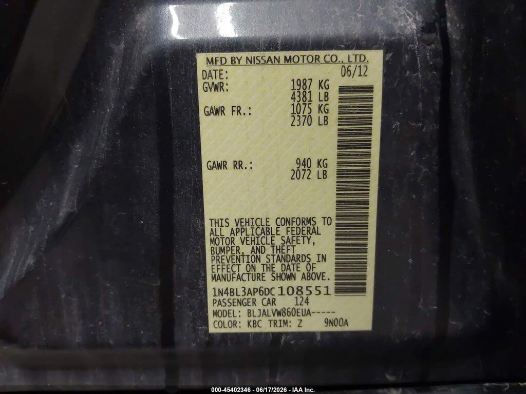 1N4BL3AP6DC108551 2013 NISSAN ALTIMA photo no. 9