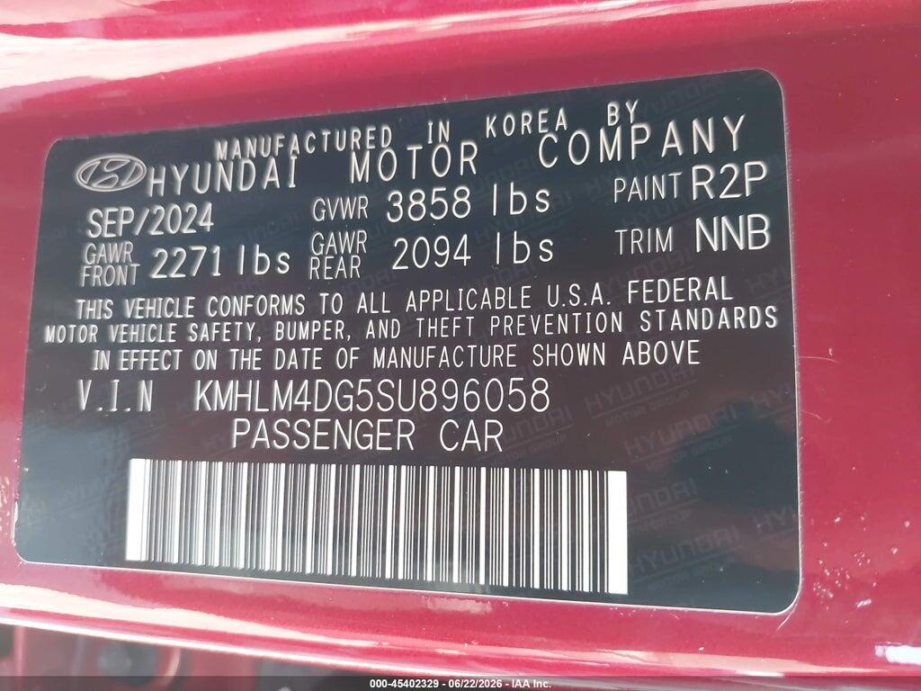 KMHLM4DG5SU896058 2025 HYUNDAI ELANTRA photo no. 9