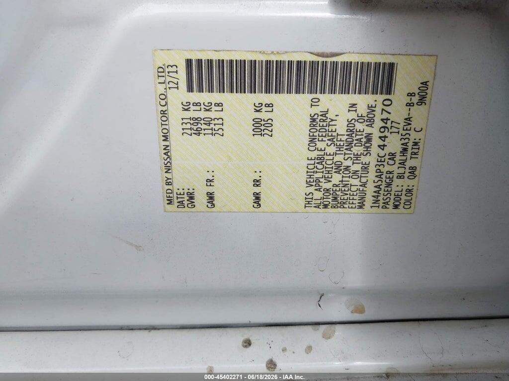 1N4AA5AP3EC449470 2014 NISSAN MAXIMA photo no. 9