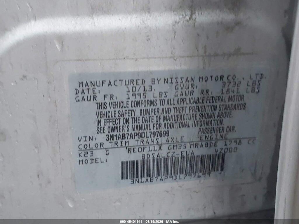 3N1AB7AP9DL797699 2013 NISSAN SENTRA photo no. 9