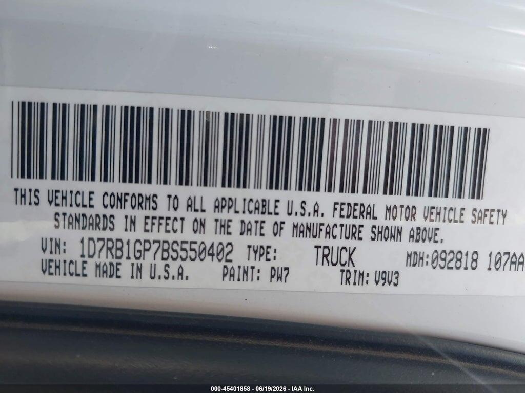 1D7RB1GP7BS550402 2011 RAM RAM 1500 photo no. 9