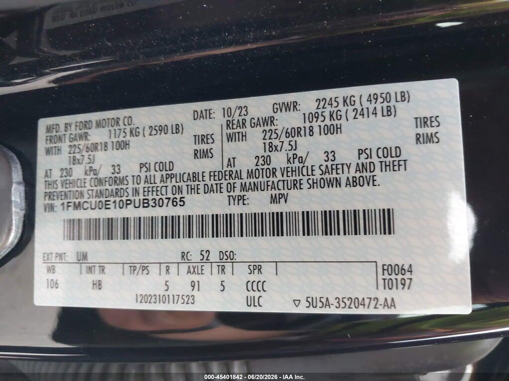 1FMCU0E10PUB30765 2023 FORD ESCAPE photo no. 9