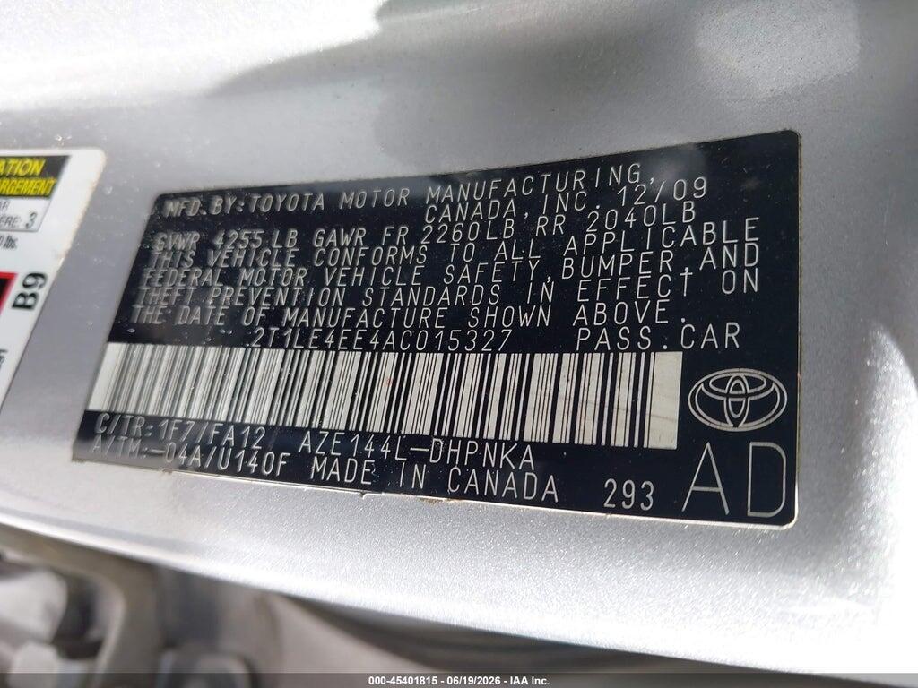 2T1LE4EE4AC015327 2010 TOYOTA MATRIX photo no. 9