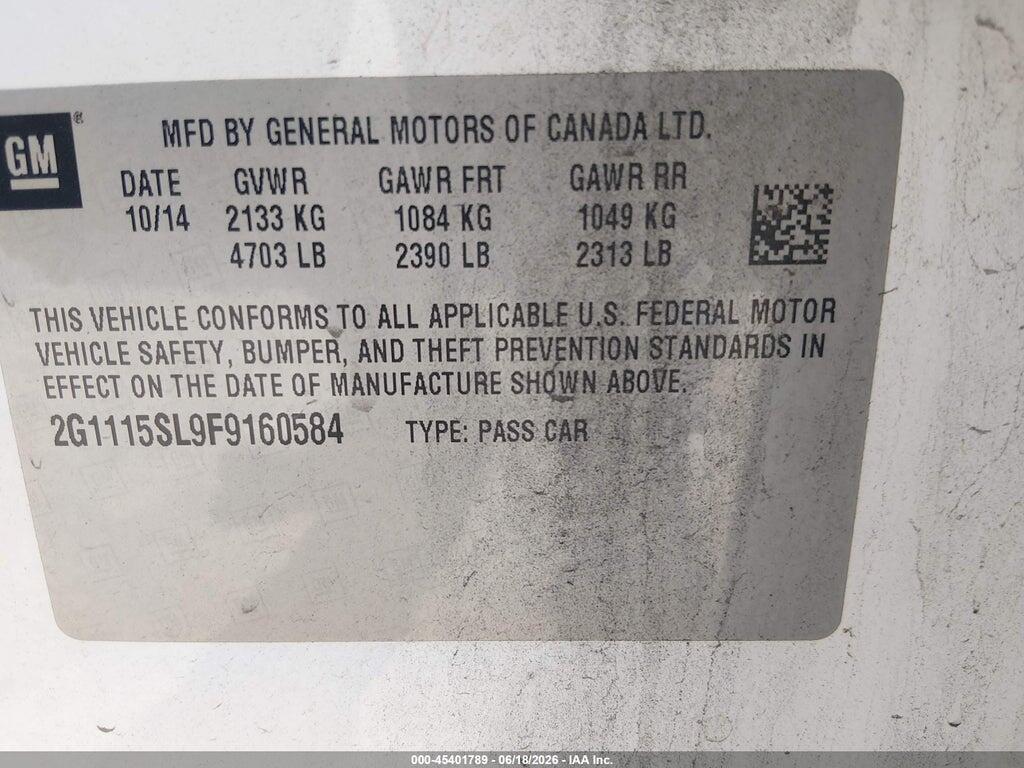 2G1115SL9F9160584 2015 CHEVROLET IMPALA photo no. 9