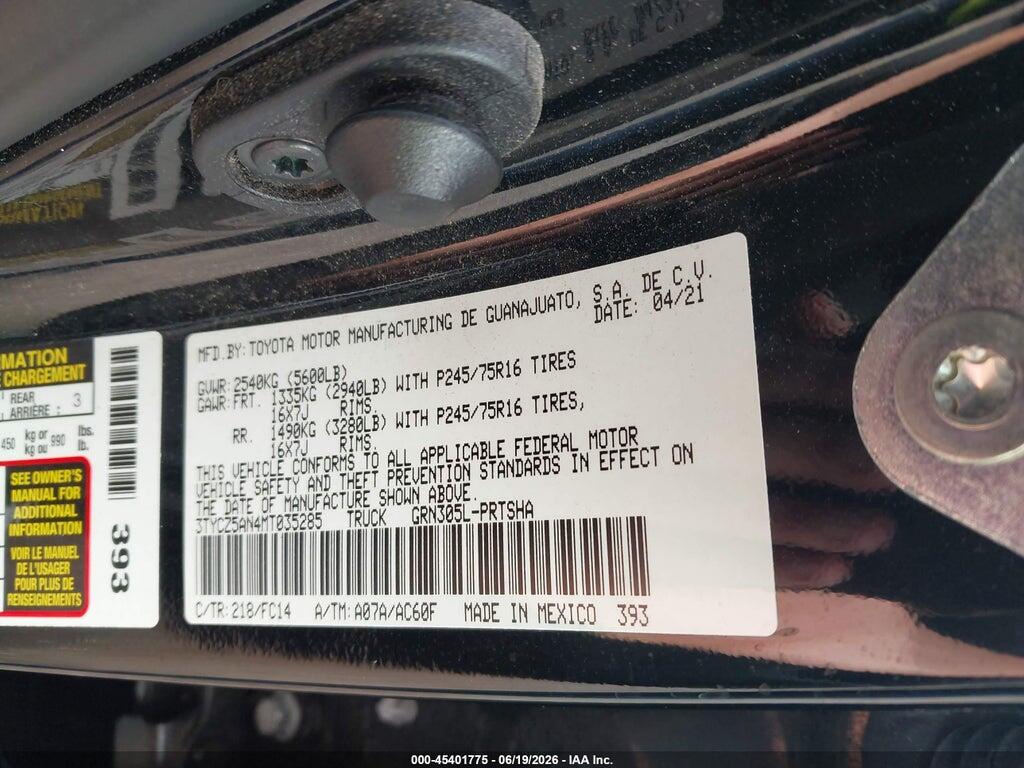 3TYCZ5AN4MT035285 2021 TOYOTA TACOMA photo no. 9