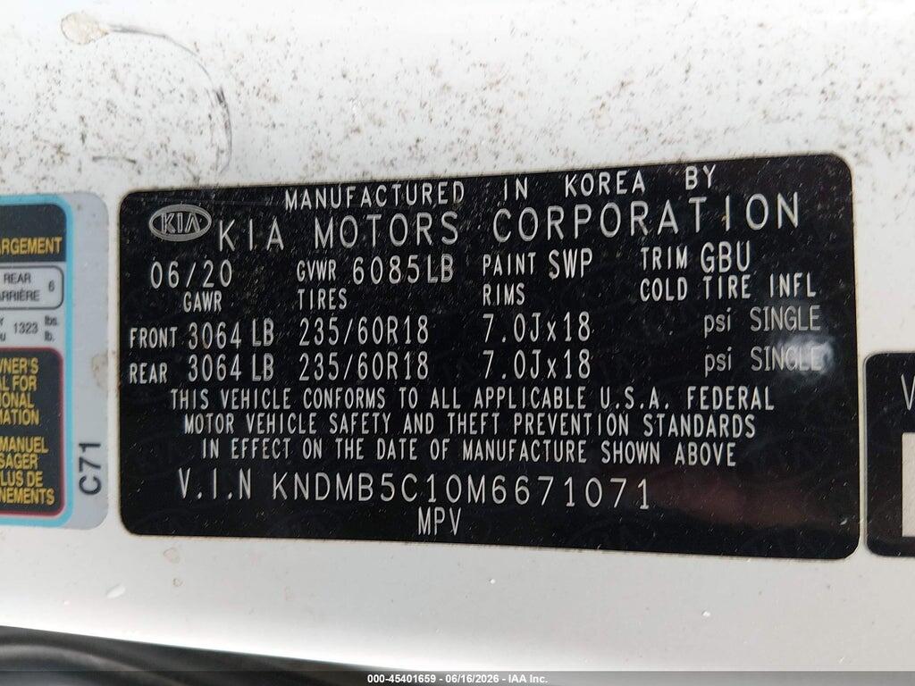 KNDMB5C10M6671071 2021 KIA SEDONA photo no. 9