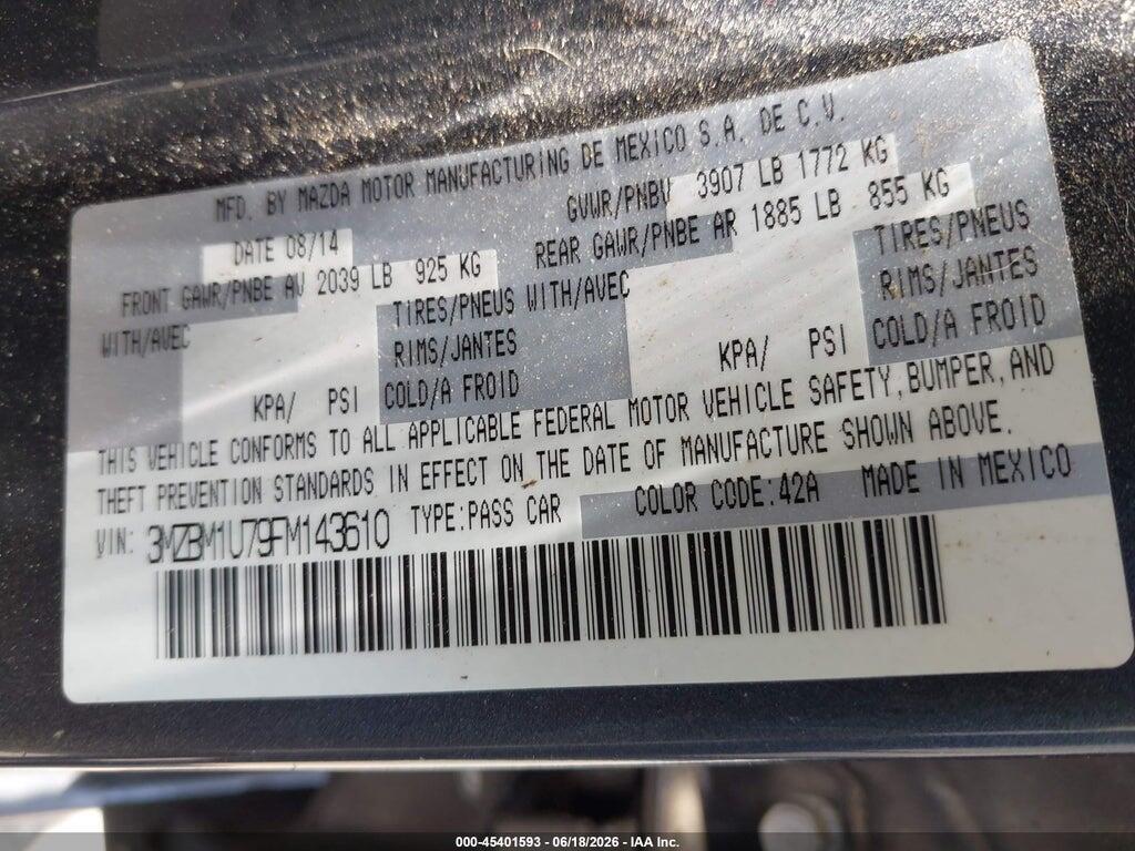 3MZBM1U79FM143610 2015 MAZDA MAZDA3 photo no. 9