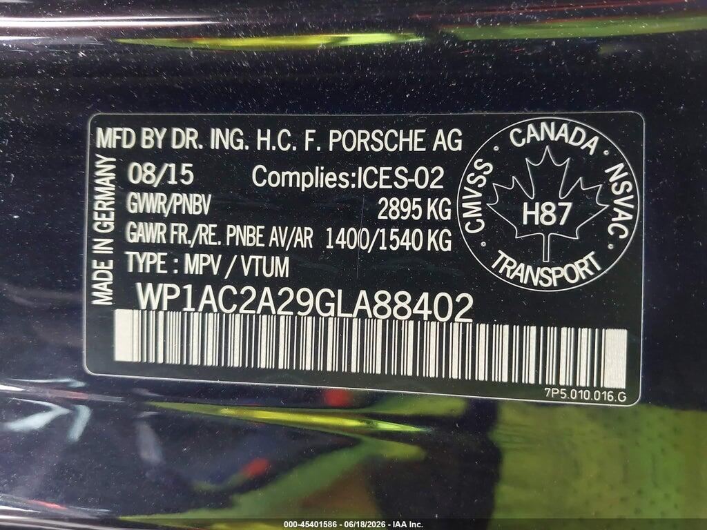 WP1AC2A29GLA88402 2016 PORSCHE CAYENNE photo no. 9