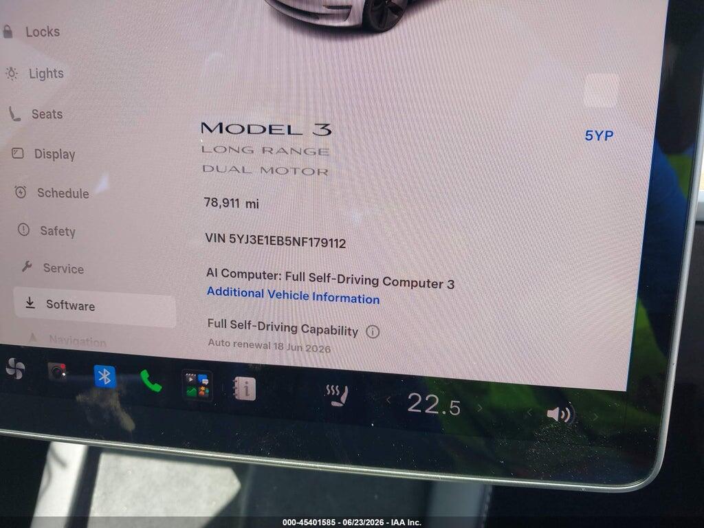 5YJ3E1EB5NF179112 2022 TESLA MODEL 3 photo no. 7
