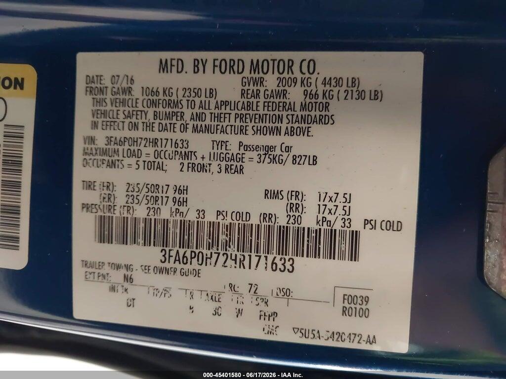 3FA6P0H72HR171633 2017 FORD FUSION photo no. 9