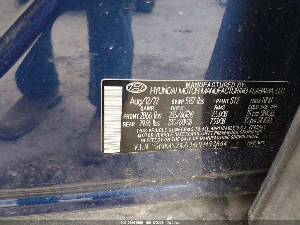5NMS24AJ3PH492664 2023 HYUNDAI SANTA FE photo no. 9