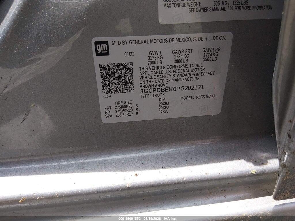 3GCPDBEK6PG202131 2023 CHEVROLET SILVERADO 1500 photo no. 9